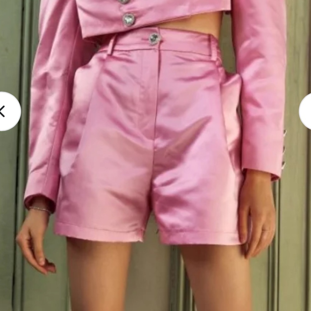 Flainer Pink Raspberry Satin Heart Shorts